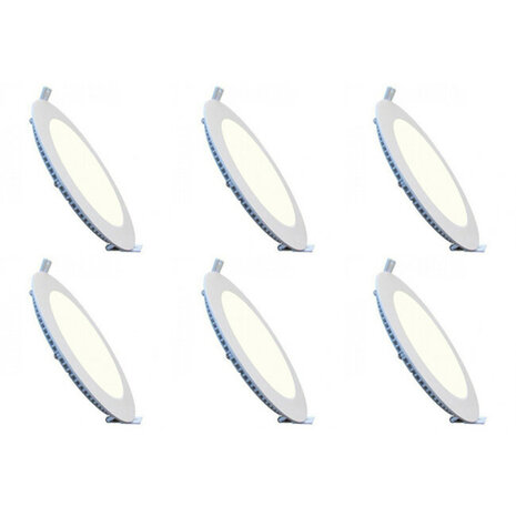 HLW LED LED Downlight Slim 6 Pack - Inbouw Rond 12W LED Lamp Natuurlijk Wit 4200K HLW LED LED Downlight Slim 6 Pack - Inbouw Rond 12W LED Lamp Natuurlijk Wit 4200K