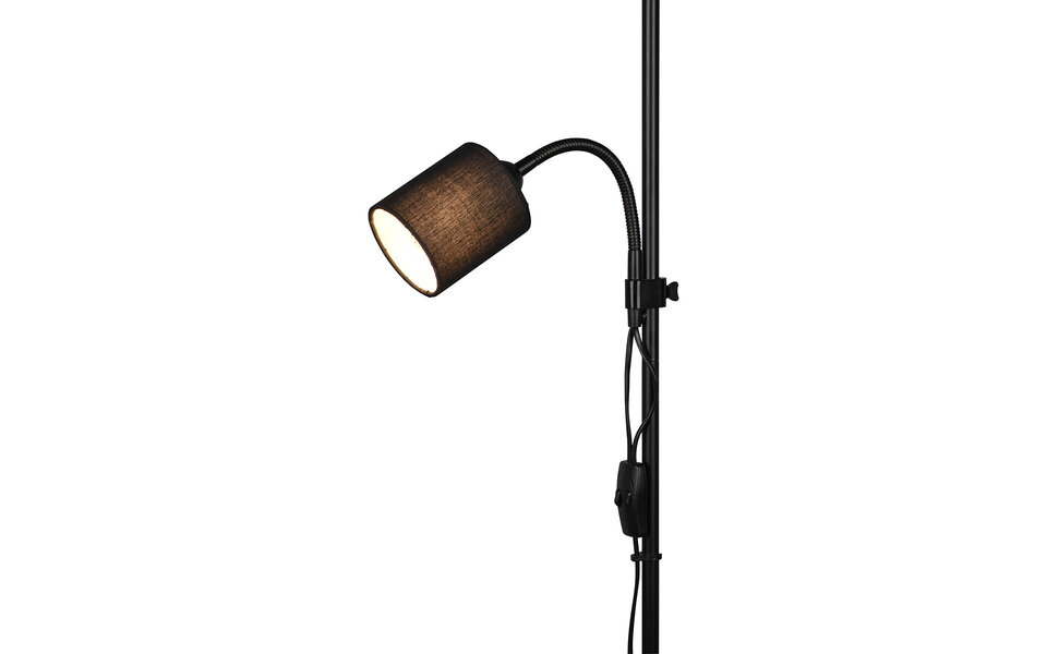 HLW LED Stijlvolle LED Vloerlamp Trion Owino - Mat Zwarte Vloerlamp met 2 Lichtpunten