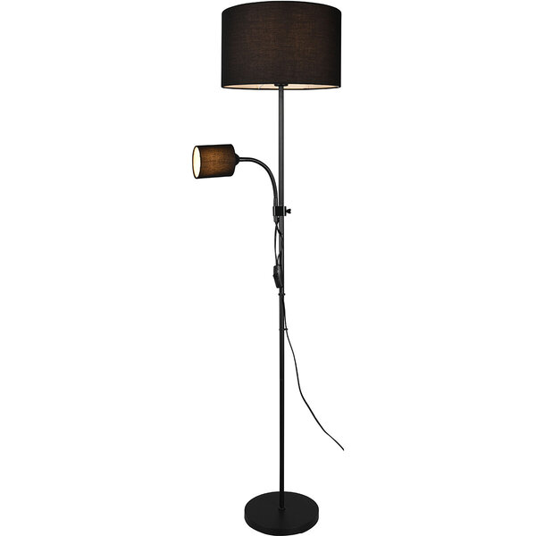 HLW LED Stijlvolle LED Vloerlamp Trion Owino - Mat Zwarte Vloerlamp met 2 Lichtpunten