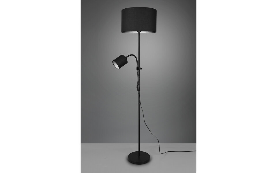 HLW LED Stijlvolle LED Vloerlamp Trion Owino - Mat Zwarte Vloerlamp met 2 Lichtpunten