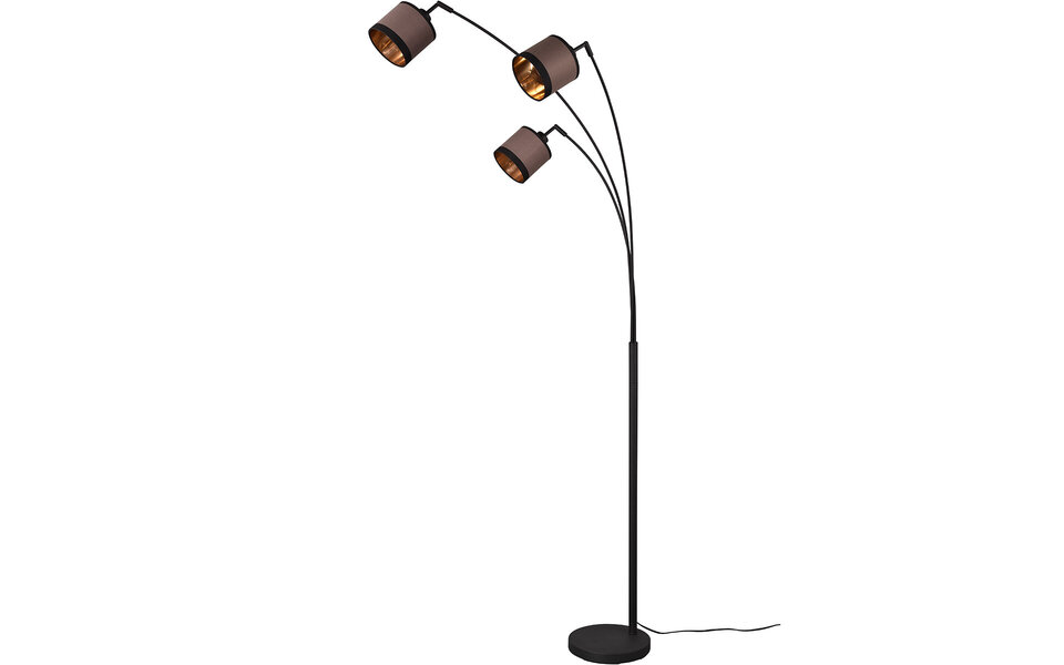 HLW LED LED Vloerlamp Trion Vamos - 3-lichts Mat Zwarte Metalen Vloerlamp