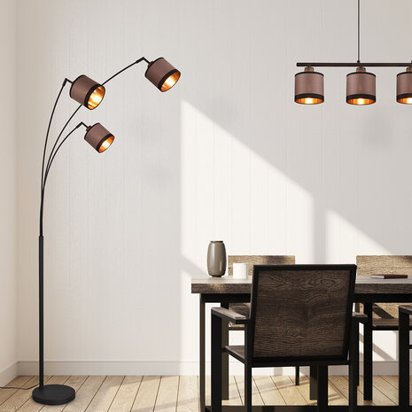 HLW LED LED Vloerlamp Trion Vamos - 3-lichts Mat Zwarte Metalen Vloerlamp