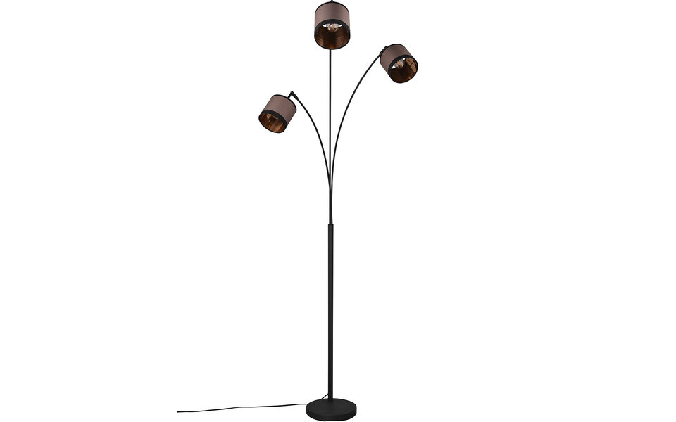 HLW LED LED Vloerlamp Trion Vamos - 3-lichts Mat Zwarte Metalen Vloerlamp