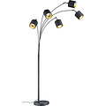 LED Vloerlamp Trion Torry - Mat Zwart & Gouden Vloerlamp - 5-lichts - 28W LED