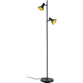 LED Vloerlamp Trion Nana - Mat Zwart & Goud - 2-lichts