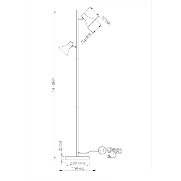 HLW LED LED Vloerlamp Trion Nana - Luxe zwarte vloerlamp met gouden accenten en 2 E14 lichtpunten