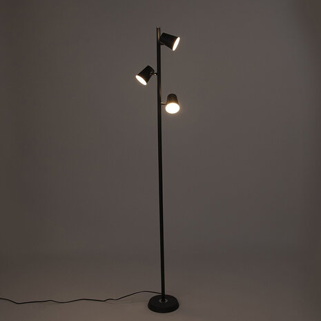 HLW LED LED Vloerlamp Dimbaar - Zwarte & Witte Vloerlamp met Warm Wit 2700K-3000K, 7W LED