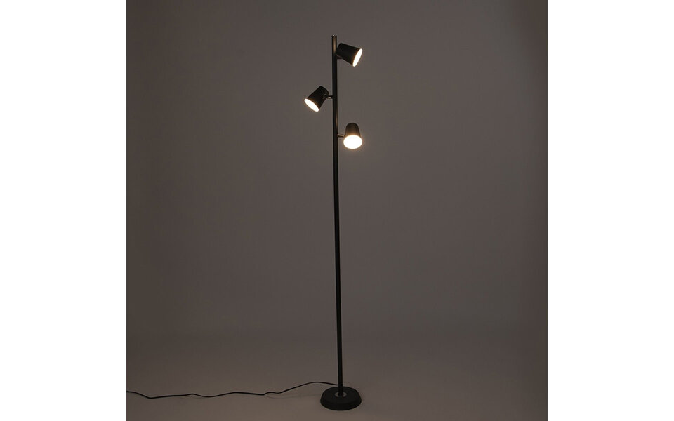 HLW LED LED Vloerlamp Dimbaar - Zwarte & Witte Vloerlamp met Warm Wit 2700K-3000K, 7W LED