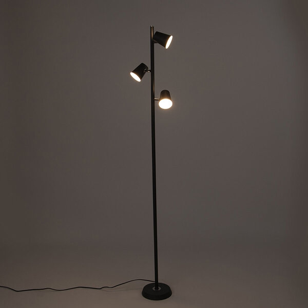 HLW LED LED Vloerlamp Dimbaar - Zwarte & Witte Vloerlamp met Warm Wit 2700K-3000K, 7W LED