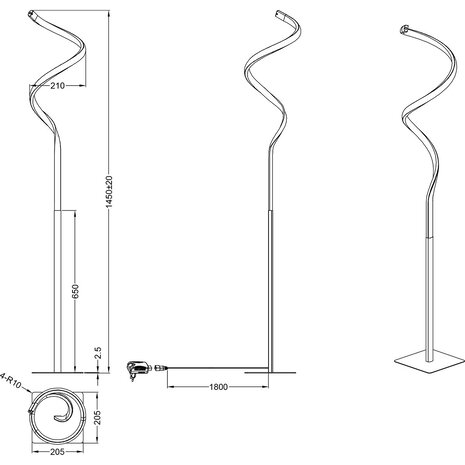 HLW LED LED Vloerlamp Dimbaar 11W - Warm Wit 2700K-3000K - Witte Vloerlamp Mat Nikkel