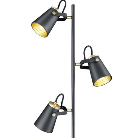 HLW LED LED Vloerlamp Trion Edwy - Mat Zwarte 3-lichts Vloerlamp met E14 fitting