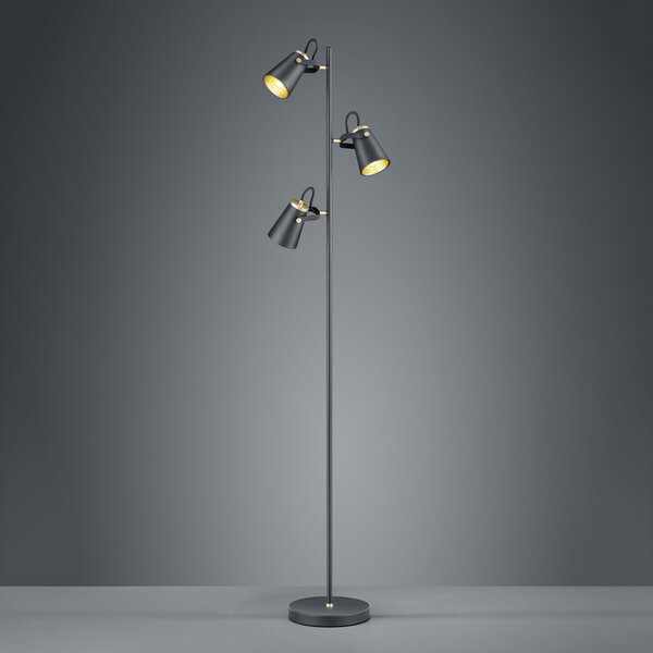 HLW LED LED Vloerlamp Trion Edwy - Mat Zwarte 3-lichts Vloerlamp met E14 fitting