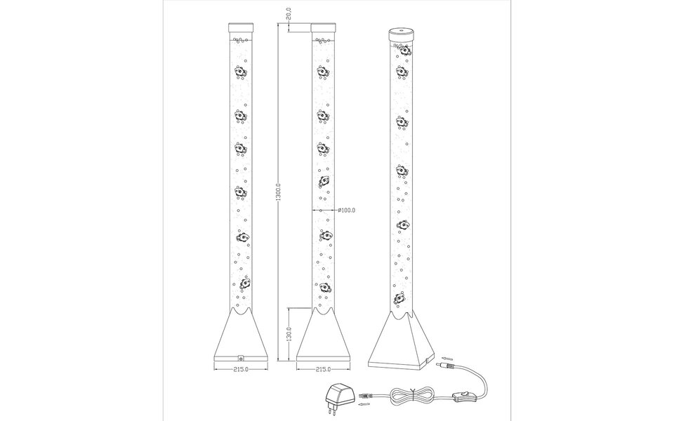 HLW LED LED Vloerlamp Trion Moty 3W RGB - Stoffen Kap & Mat Titaan Design