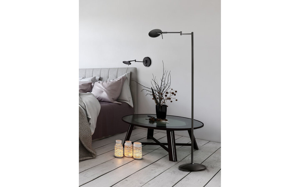 HLW LED LED Vloerlamp Dimbaar 8W - Warm Wit 2700K–3000K - Zwarte & Witte Vloerlamp