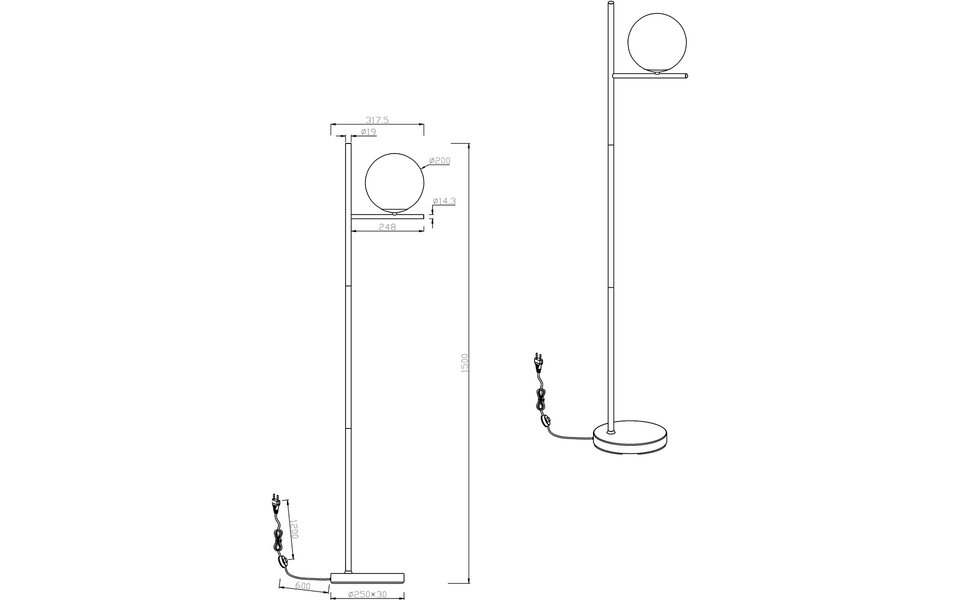 HLW LED Stijlvolle LED Vloerlamp Trion Pora met E14 fitting en mat antraciet aluminium