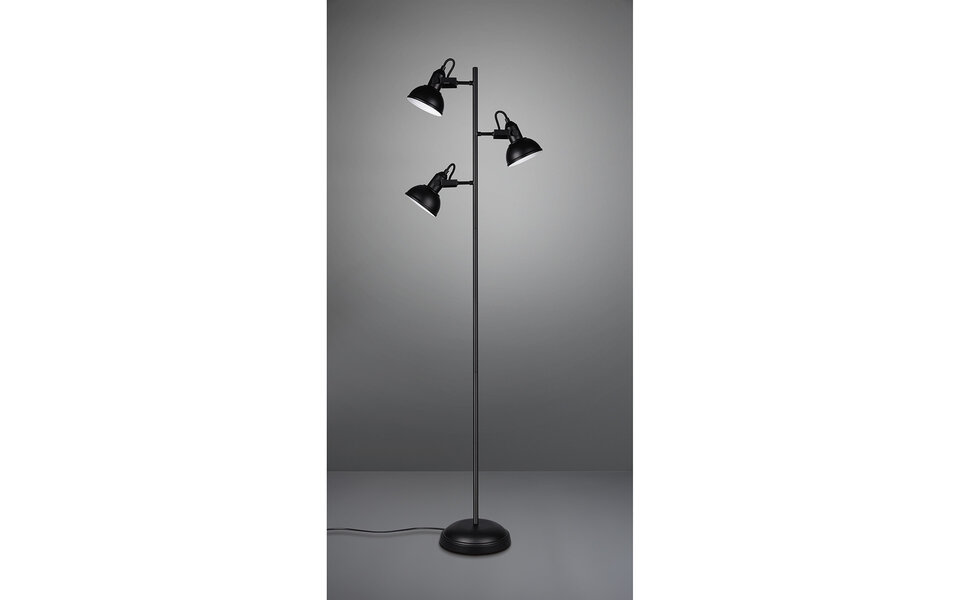 HLW LED LED Vloerlamp Trion Gini - Zwarte vloerlamp met 3 lichtpunten en E14 fitting