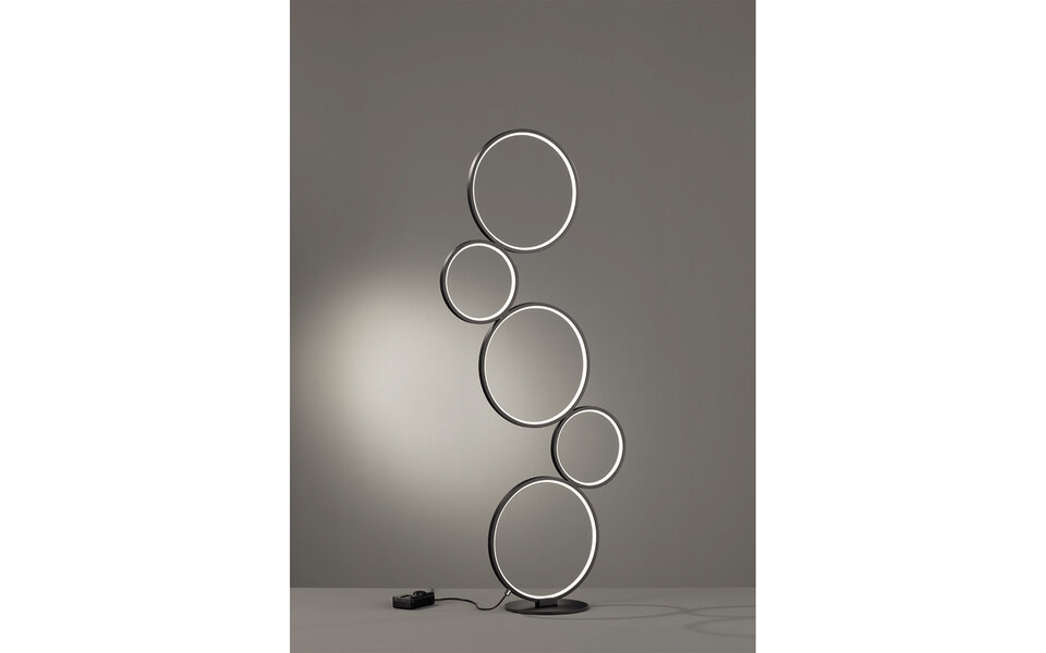 HLW LED LED Vloerlamp Trion Rondy - 36W Dimbaar Warm Wit 2700K–3000K - Zwart & Wit