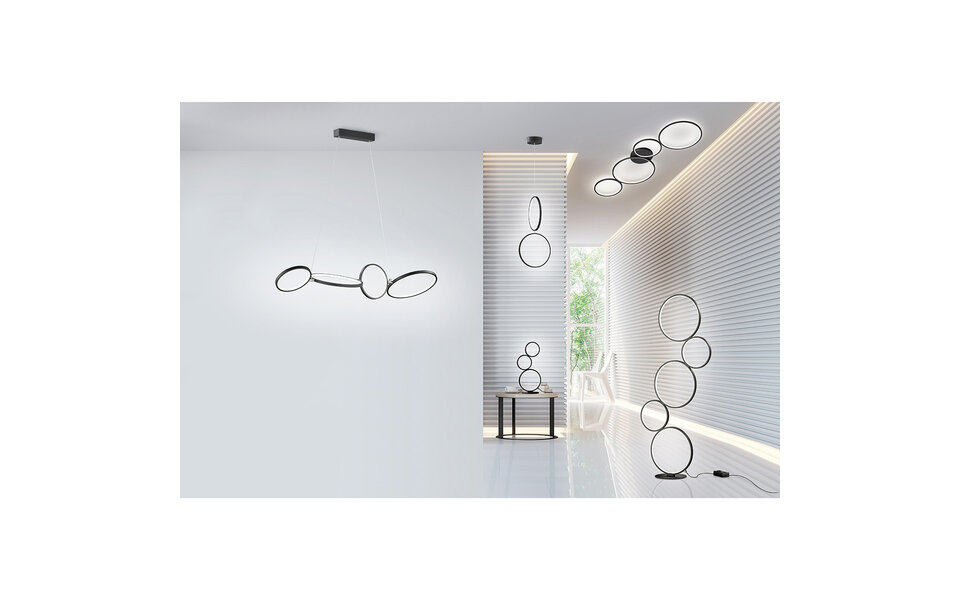 HLW LED LED Vloerlamp Trion Rondy - 36W Dimbaar Warm Wit 2700K–3000K - Zwart & Wit