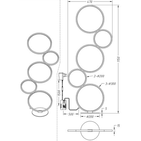 HLW LED LED Vloerlamp Trion Rondy - 36W Dimbaar Warm Wit 2700K–3000K - Zwart & Wit