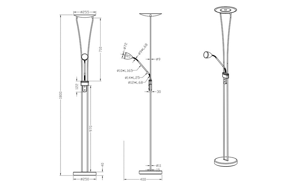 HLW LED LED Vloerlamp Trion Azorina – Dimbaar, Warm Wit 2700K–3000K, 20W LED, Witte Vloerlamp
