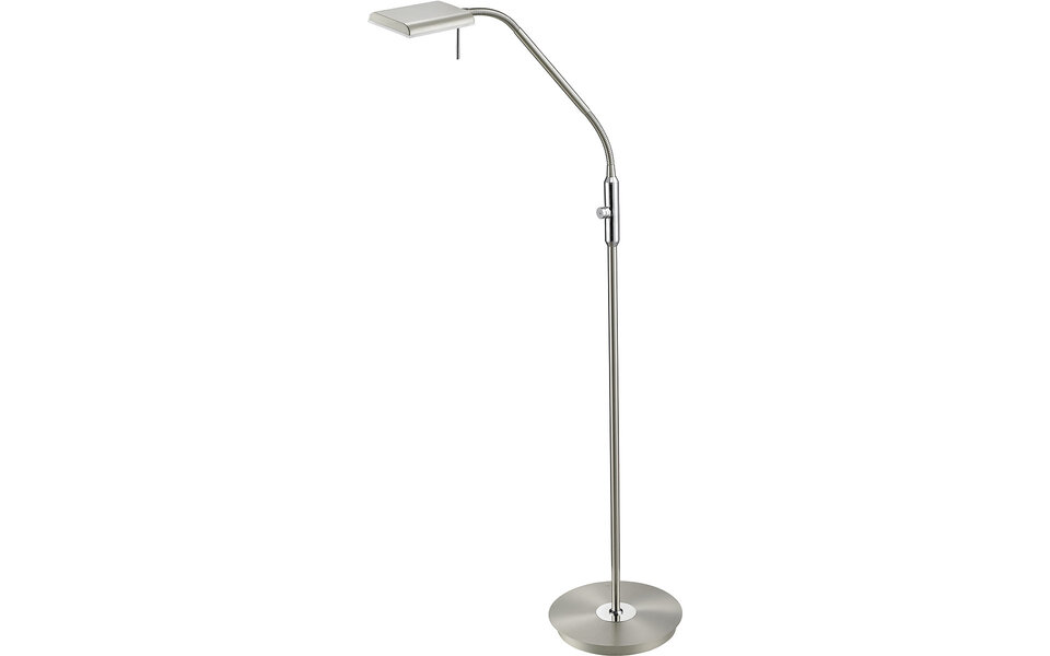 HLW LED LED Vloerlamp 12W Dimbaar - Warm Wit 2700K-3000K - Witte Vloerlamp Mat Nikkel