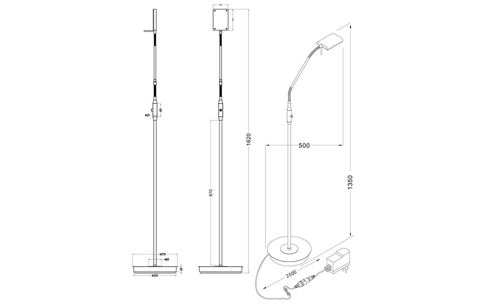 HLW LED Dimbare LED Vloerlamp Bernaro - 12W, Warm Wit 2700K–3000K, Mat Gouden Afwerking