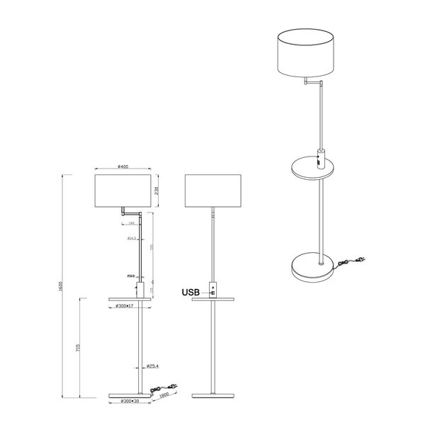 HLW LED Stijlvolle LED Vloerlamp Trion Cliso met E27 fitting en verstelbare armen
