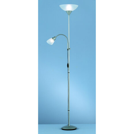 HLW LED LED Vloerlamp Trion Erza met dubbele lichtpunten, mat titaan en aluminium