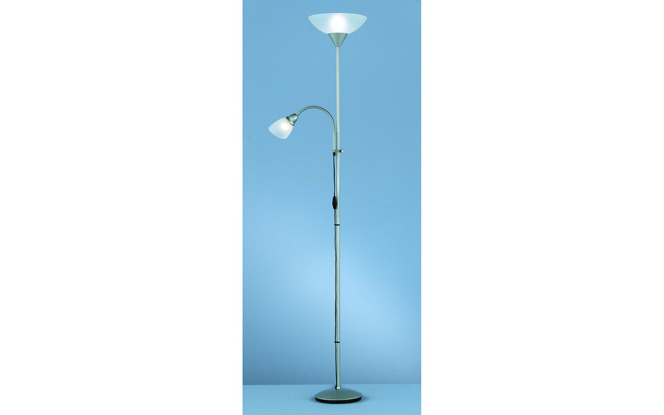HLW LED LED Vloerlamp Trion Erza met dubbele lichtpunten, mat titaan en aluminium