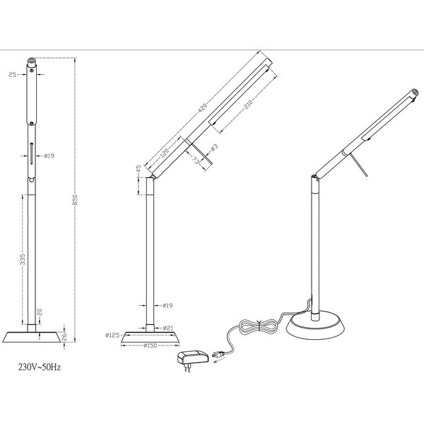 HLW LED LED Vloerlamp 6W Dimbaar Warm Wit 2700K-3000K - Witte Vloerlamp Mat Nikkel