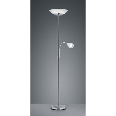 HLW LED LED Vloerlamp Trion Germin met E27 Fitting - Rond Design & Mat Nikkel