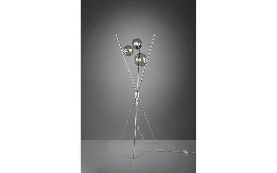 HLW LED LED Vloerlamp Trion Lancia - 3-lichts Mat Chroom Aluminium met E14 Fitting