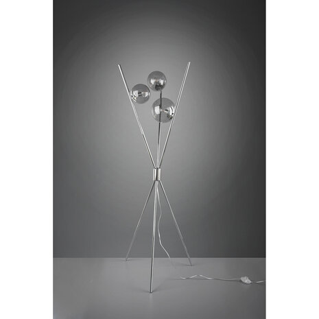 HLW LED LED Vloerlamp Trion Lancia - 3-lichts Mat Chroom Aluminium met E14 Fitting