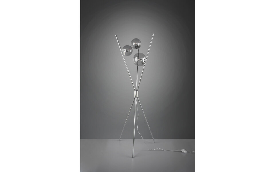 HLW LED LED Vloerlamp Trion Lancia - 3-lichts Mat Chroom Aluminium met E14 Fitting