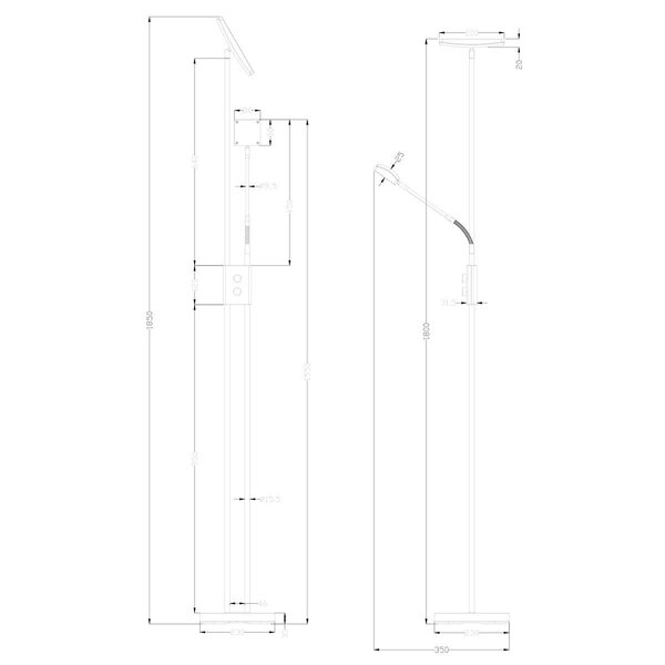 HLW LED Witte Dimbare LED Vloerlamp 15W met Warm Wit Licht 2700K–3000K