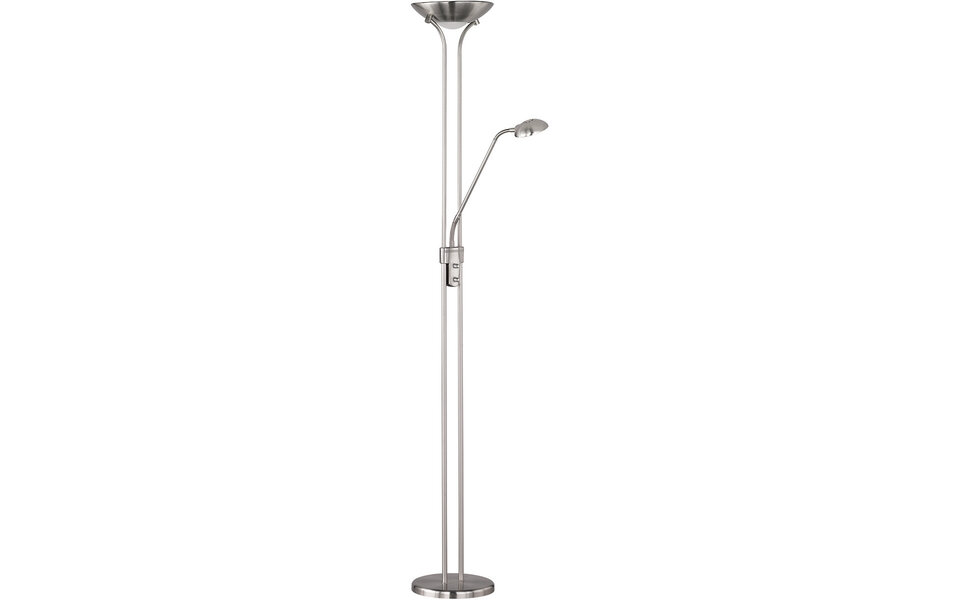 HLW LED Dimbare LED Vloerlamp 25W Warm Wit 2700K-3000K - Witte Vloerlamp Mat Nikkel