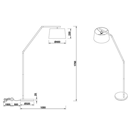 HLW LED Moderne LED Vloerlamp Trion Tryca - Mat Zwart Aluminium, E27 Fitting