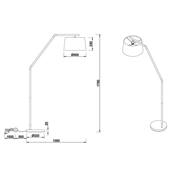 HLW LED Moderne LED Vloerlamp Trion Tryca - Mat Zwart Aluminium, E27 Fitting