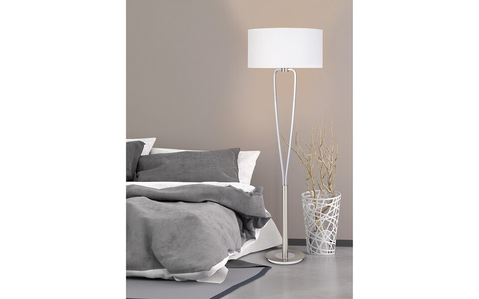 HLW LED LED Vloerlamp Trion Hilton met E27 fitting - Mat Nikkel & Aluminium