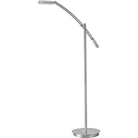 Dimbare LED Vloerlamp 12W - Warm Wit - Witte Vloerlamp Mat Nikkel
