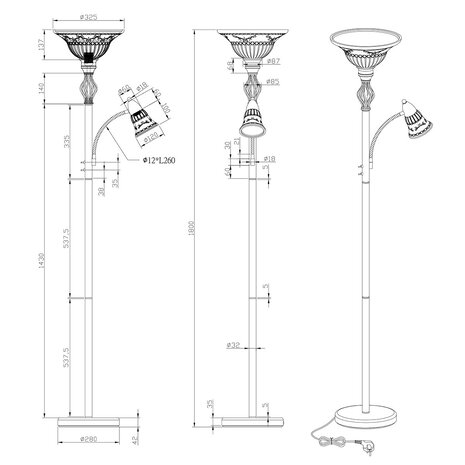HLW LED LED Vloerlamp Trion Rustina - Dubbele LED Vloerlamp met Roestkleur & Aluminium