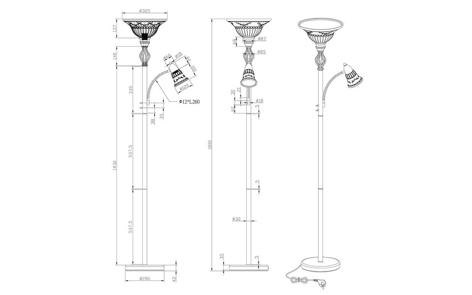 HLW LED LED Vloerlamp Trion Rustina - Dubbele LED Vloerlamp met Roestkleur & Aluminium