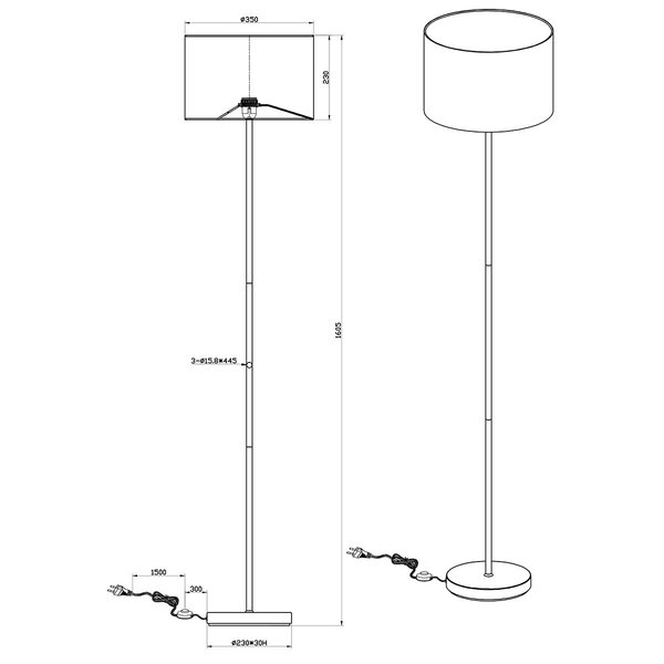 HLW LED Moderne Zwarte LED Vloerlamp Trion Hostons - E27 Fitting & Aluminium
