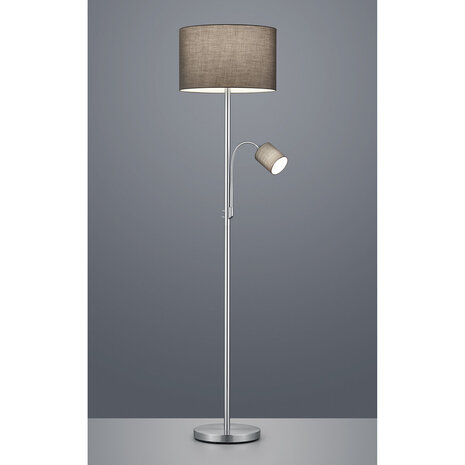HLW LED LED Vloerlamp Trion Hotia - Ronde, Verstelbare Vloerlamp met E14 Fitting in Mat Grijs