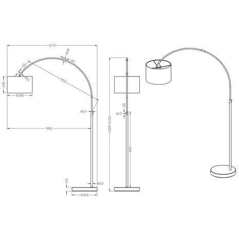 HLW LED Verstelbare LED Vloerlamp Trion Hotia - Mat Wit, Ronde Vorm & E27 Fitting