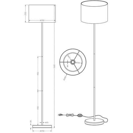 HLW LED Moderne LED Vloerlamp Trion Hotia - Mat Wit Aluminium met E27 Fitting