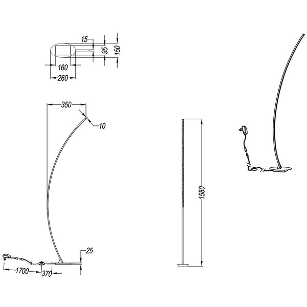 HLW LED LED Vloerlamp Trion Sola - 11W Warm Wit 2700K–3000K, Beam Angle Verstelbaar