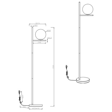 HLW LED Elegante LED Vloerlamp Trion Pora in Mat Goud met E14 Fitting, Aluminium