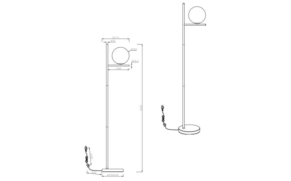 HLW LED Elegante LED Vloerlamp Trion Pora in Mat Goud met E14 Fitting, Aluminium