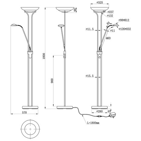 HLW LED LED Vloerlamp Trion Orsan - Dimbaar Warm Wit 2700K–3000K - Mat Goud, 31W